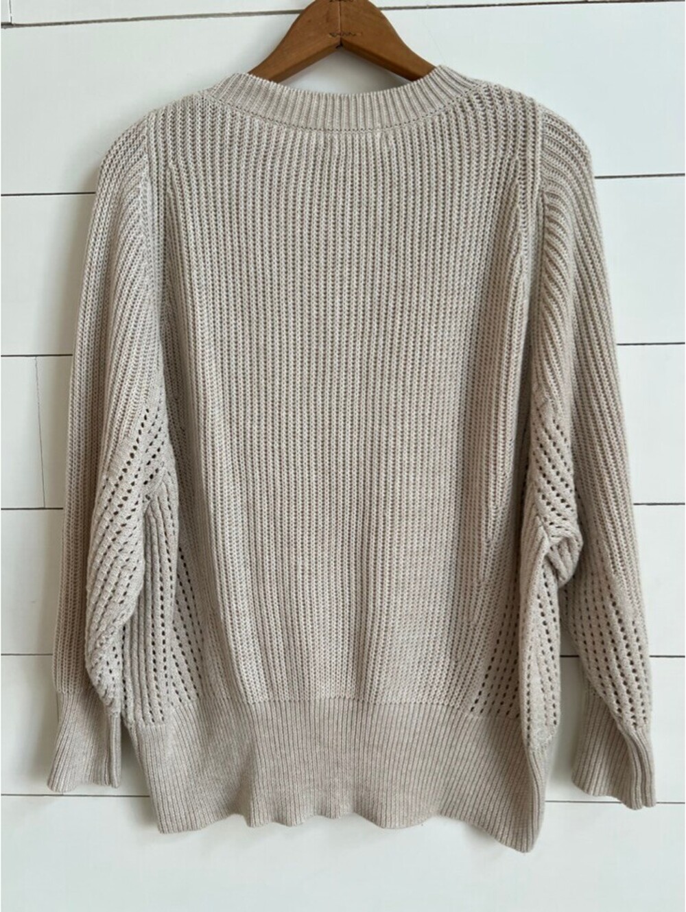 Carly Jean Los Angeles Pullover Sweater Women's Size L Cream Cozy Fall Lagenlook - Picture 4 of 6